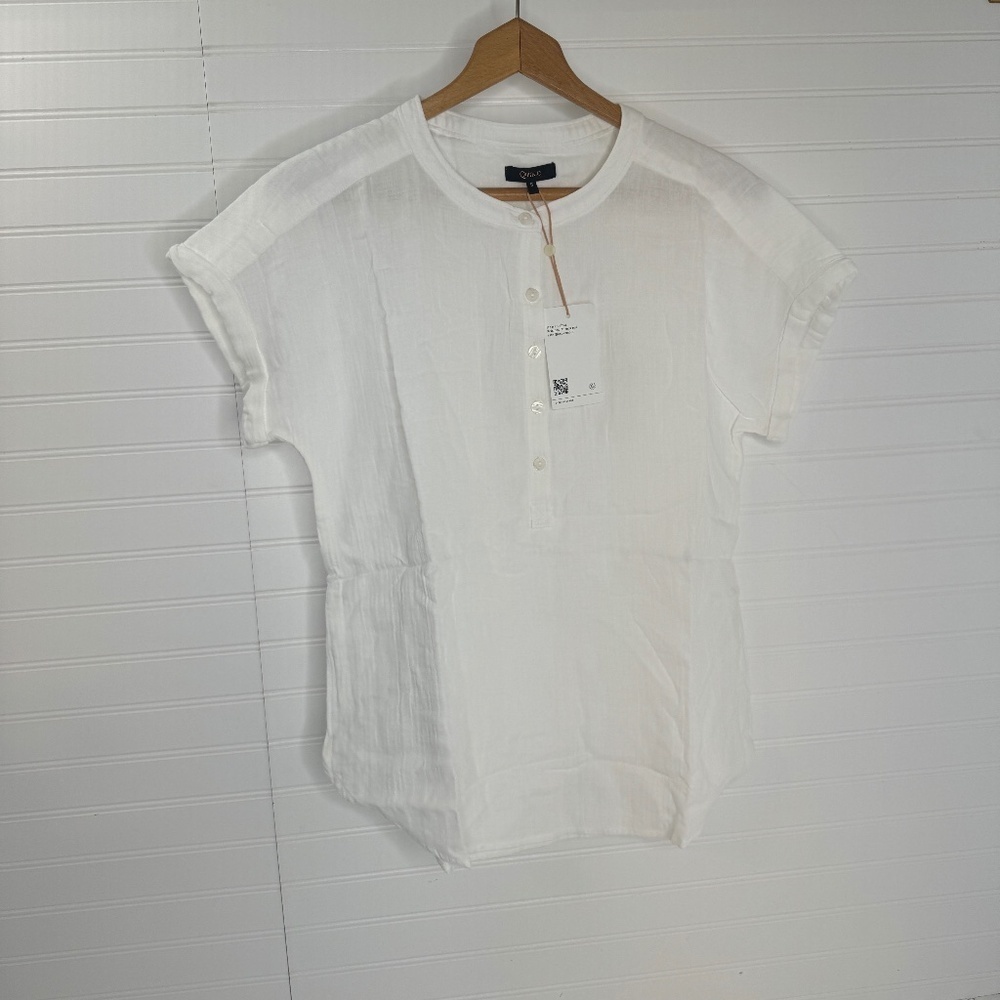 NEW Quince 100% Organic Cotton Gauze Roll Sleeve Shirt Small